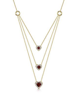 "I Love You" Granat Diamant Herz Halskette