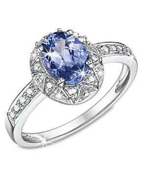 Regal Tanzanite & Diamond Silver Ring