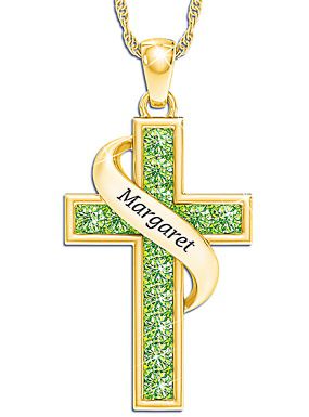 Personalised Birthstone Cross Pendant