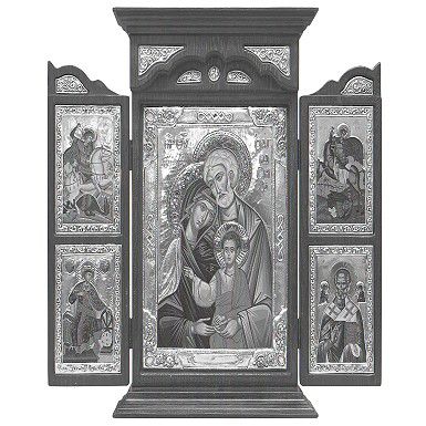 Ikone Sterling-Silber Triptychon Heilige Familie 40 x 44 cm