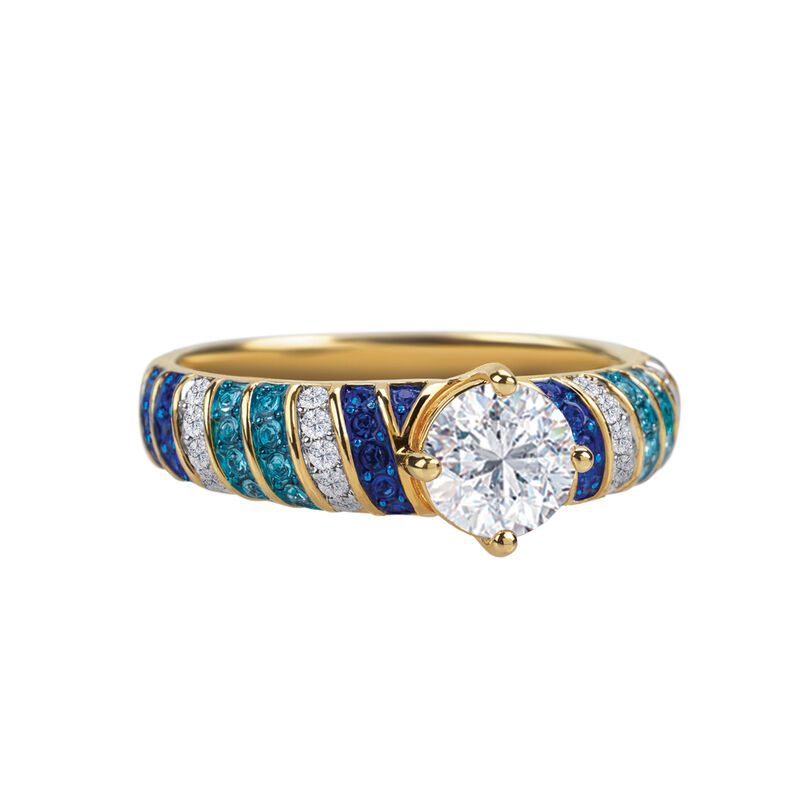 Harmonie in Blau -  Personalisierter Diamonisse Kristall Ring
