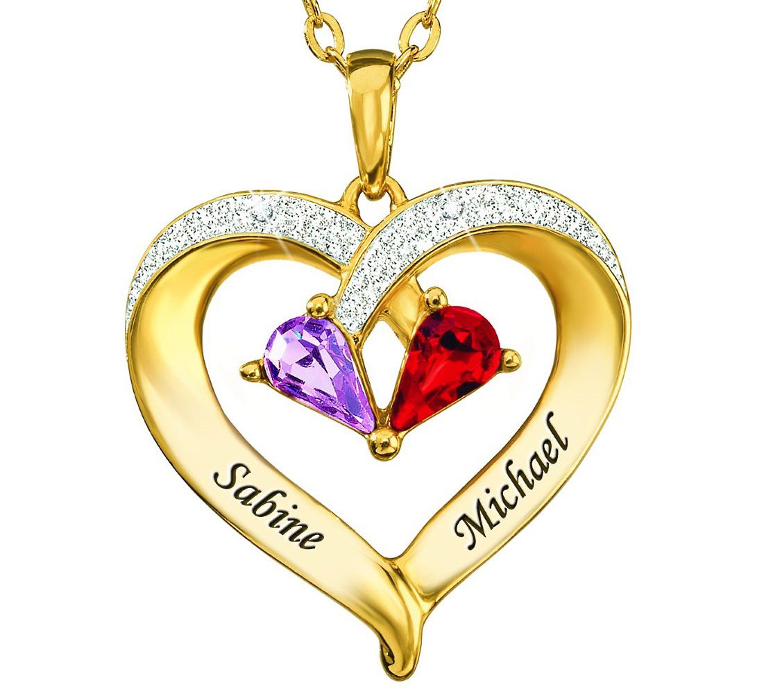 "Forever Together" Birthstone & Diamond Heart Pendant
